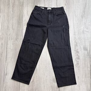 Universal Thread Jeans WMNS 6/28 Black Vintage Straight Distressed Minimalist